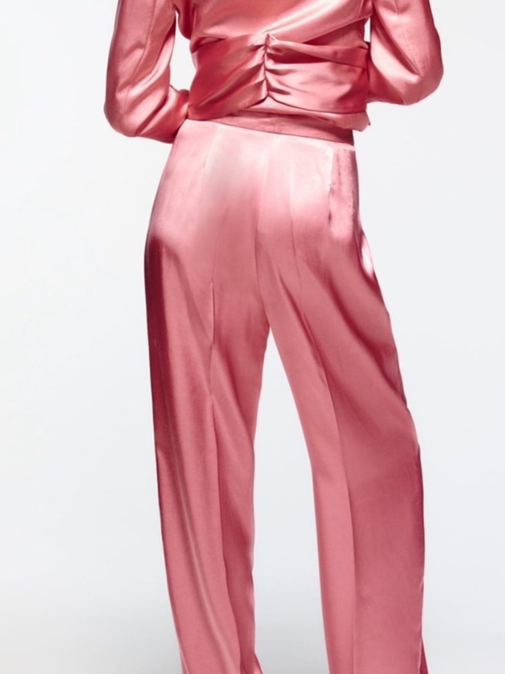 ZARA PINK SATIN EFFECT
STRAIGHT LEG PANTS - Picture 3 of 11